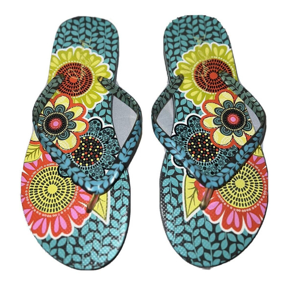 Vera Bradley Shoes - VERA BRADLEY Size 9-10 Colorful Flower Shower Flip Flops Sandals Beach Vacation